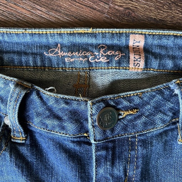 American Rag Cie Skinny Jeans Juniors Size 3 R Low Rise Medium Wash Blue Denim - Picture 7 of 12